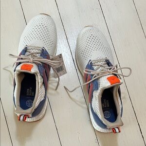 Adidas Men’s White, Blue, and Orange Sneakers